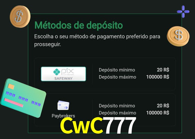 O cassino CwC777 oferece uma grande variedade de métodos de pagamento